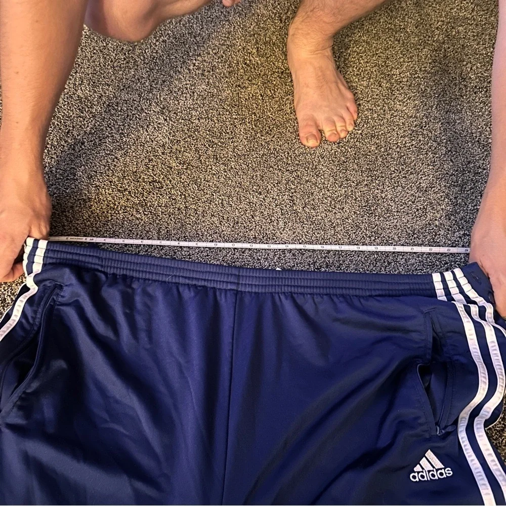 Vintage Adidas Mens Blue /White Stripe Basketball Joggers XXL Tear Away Warmups
